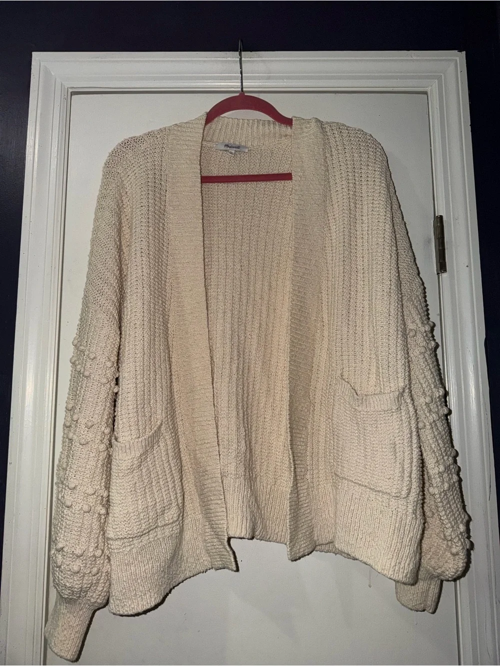 Madewell Cream Chunky Open-Front Knit Cardigan